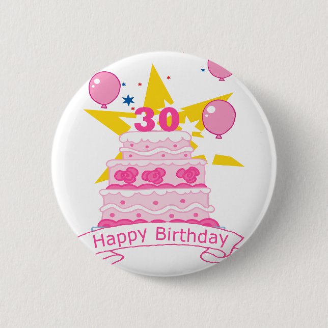 30 Jährig-Geburtstags-Kuchen Button (Vorderseite)