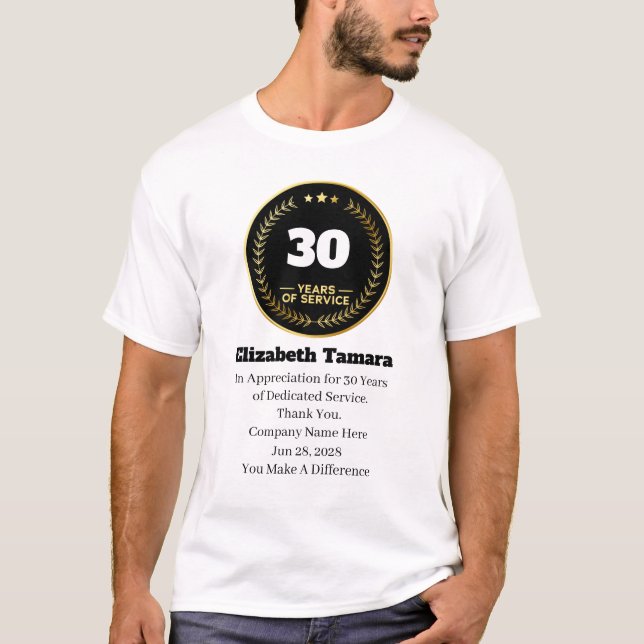 30-jähriges Arbeitsjubiläum | Mitarbeiteraufwertun T-Shirt (Vorderseite)