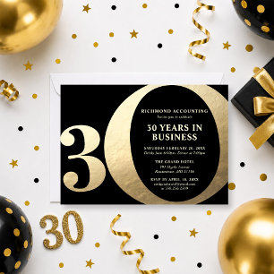 30-jähriges Geschäftsjubiläum in Schwarz und Gold Einladung