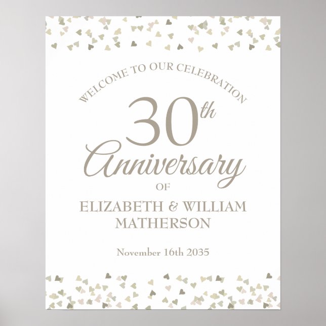 30-jähriges Pearl Liebe Hört Begrüßungszeichen Poster (Vorne)