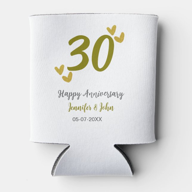 30. Jubiläum goldgraues Hochzeitspaar Dosenkühler (Vorderseite)