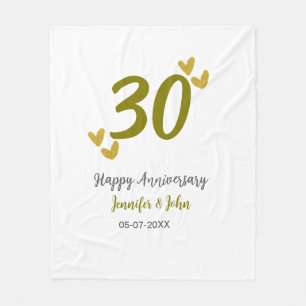 30. Jubiläum goldgraues Hochzeitspaar Fleecedecke