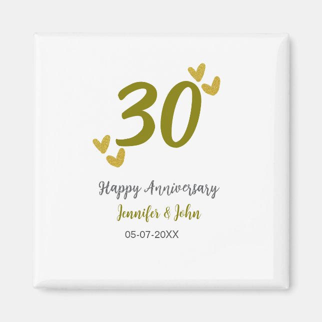 30. Jubiläum goldgraues Hochzeitspaar Magnet (Vorne)