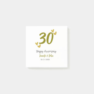 30. Jubiläum goldgraues Hochzeitspaar Post-it Klebezettel