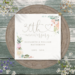 30. Jubiläum Heart Script-Rose Blumenkohl Serviette