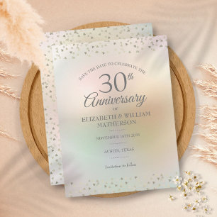 30. Jubiläum Hearts Konfetti Save the Date  Ankündigungspostkarte
