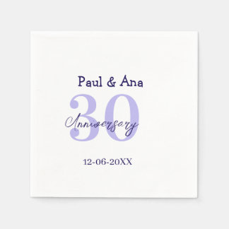 30. Jubiläum lila fett gedruckter Buchstabe Name e Serviette