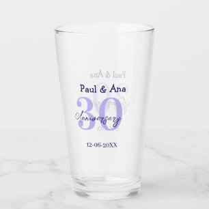 30. Jubiläum lila fett gedruckter Name einfach neu Glas