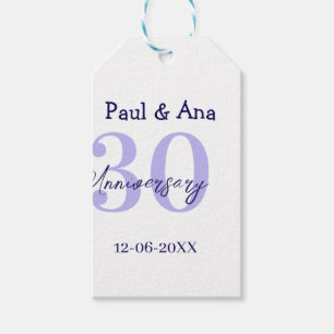 30. Jubiläum lila fett gedruckter Name einfach re Geschenkanhänger