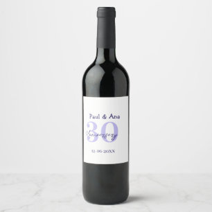 30. Jubiläum lila fett gedruckter Name einfach re Weinetikett