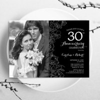 30. Jubiläum mit Foto - Schwarz-Weiß-Blumen