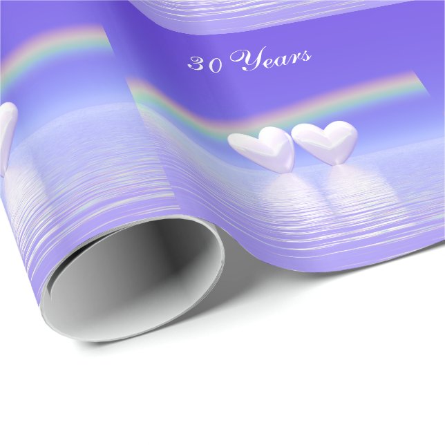 30. Jubiläum Pearl Hearts Geschenkpapier (Rolleneckpunkt)