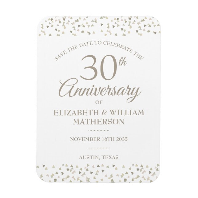 30. Jubiläum Save the Date Hearts Confetti Magnet (Vertikal)