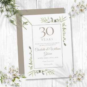 30. Jubiläum Save-the-Date Wasserfarbe Grün Ankündigungspostkarte
