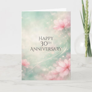 30. Jubiläum Traumhafte Blumen auf mintgrünem Hint Karte