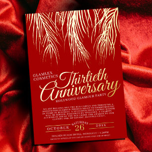 30. Jubiläums-Glamour-Party Gold-Lila-Palmen Folieneinladung