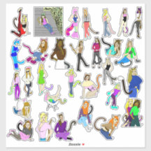 30 Katgirls-Aufkleber