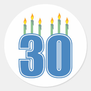 30 Kerzen (blau / grün) Runder Aufkleber