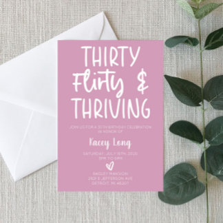 30., Kokett, & Thriving 30. Geburtstag Party Inv. Einladung