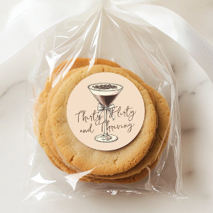 30 Koketter und florierender Cocktail 30. Geburtst Runder Aufkleber