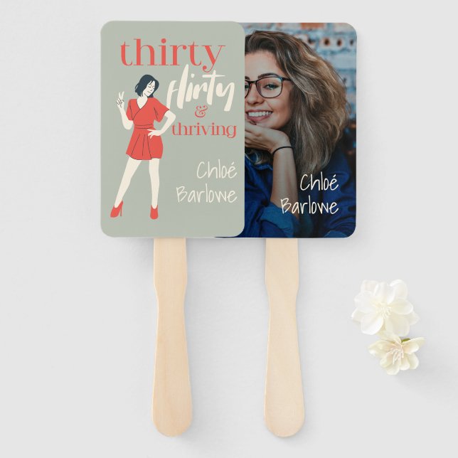 30 Kokettes und Personalisiertes Foto Fächer (Vorne und Hinten)