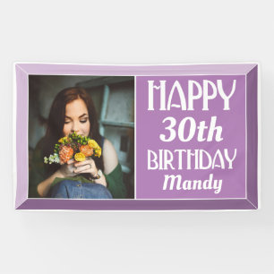 30. Lavender Art Deco Foto Geburtstag Banner
