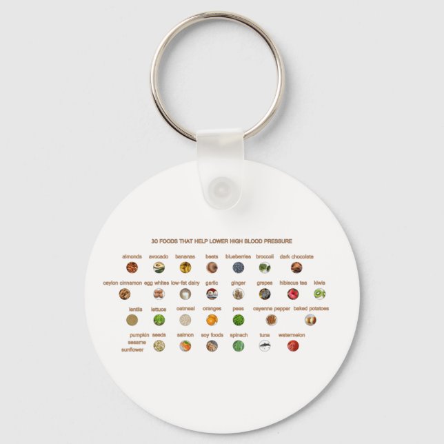 30 Lebensmittel für Bluthochdruck Leichte Naturweg Schlüsselanhänger (Vorderseite)
