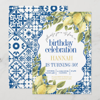 30. mediterrane italienische Lemon Geburtstag Einladung
