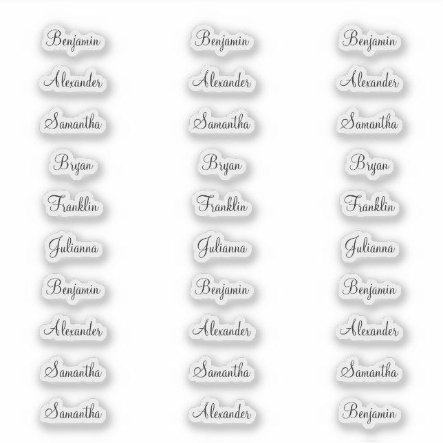 30 Namen weniger als 1 Zoll breit Aufkleber (Vorderseite)