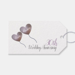 30. Pearl Hochzeitstag lila Ballons Geschenkanhänger