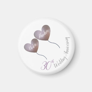 30. Pearl Hochzeitstag lila Ballons Magnet