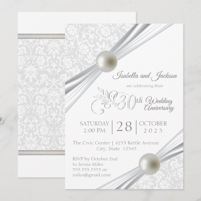 30. Pearl-Jubiläumsdesign Einladung (Vorne/Hinten)