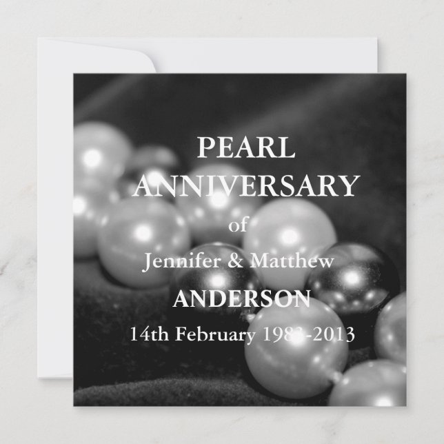 30. Pearl Wedding Anniversary Celebarationll (B&W) Einladung (Vorderseite)