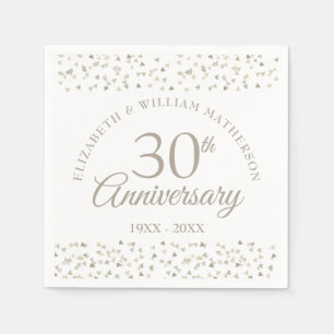 30. Pearl Wedding Anniversary Hearts Confetti Serviette