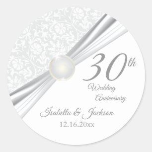 30. Pearl Wedding Jubiläum Design Runder Aufkleber