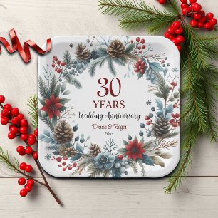 30. Pearl Wedding Jubiläum Eleganter Winter Pappteller
