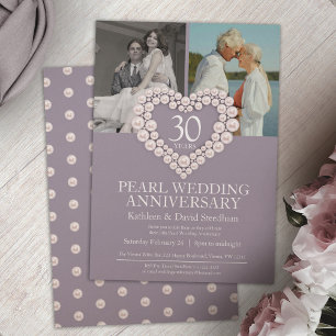 30. Pearl Wedding Jubiläum vertikales Foto Einladung