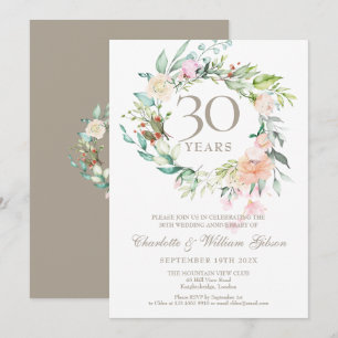 30. Perlen-Hochzeitsjubiläum Rosen Grün Einladung