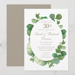 30. Perlen-Jubiläum Eukalyptus Boho Grün Einladung