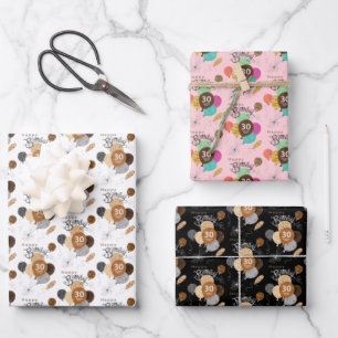 30 Phantastischen Jahre Tierdruck Geburtstagsballo Geschenkpapier Set
