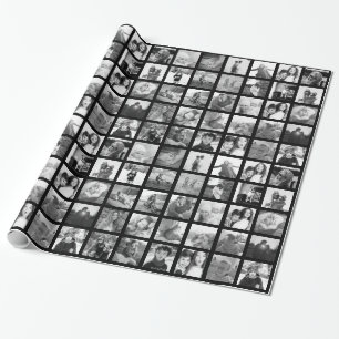 30 Quadrat Schwarz & Weiß FotoCollage Geschenkpapier