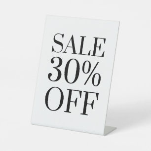 30% Rabatt auf das Handelsschild, Tabletop Counter Sockelschild