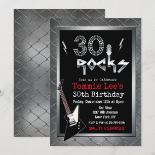 30 Rocks Rockstar Gitarre 30. Geburtstag Einladung