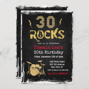 30 Rocks Rockstar Gitarre 30. Geburtstag Einladung
