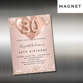 30. Rose Goldballons Luxus Magneteinladung