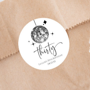 30. Silver Disco Ball 30. Geburtstag Party Runder Aufkleber