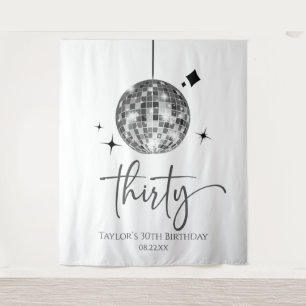 30. Silver Disco Ball 30. Geburtstag Party Wandteppich
