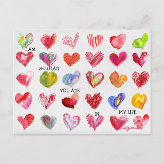 30 SO GLAD Valentine Hearts Postkarte