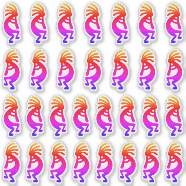 30 Southwest Rainbow Ombre Kokopelli Silhouetten Aufkleber (Vorderseite)