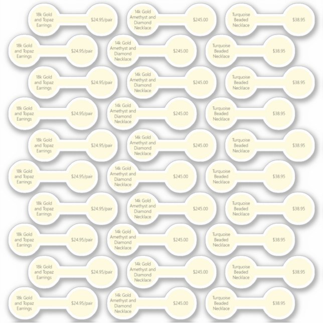 30 Sticker für antikes Weißes Barbell Preis (Vorderseite)
